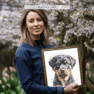Cute Rottweiler Puppy Portrait, Custom Pet Portrait