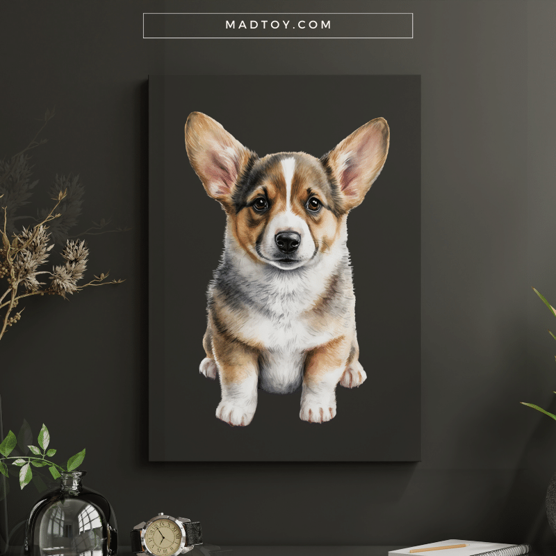 Custom Dog Portrait - Cute Baby Corgi Wall hanging