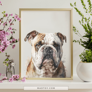 Pet Portrait - Cute English Bulldog Framed