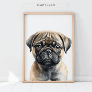 Personalized Pet Portrait Of A Cute Pug Puppy