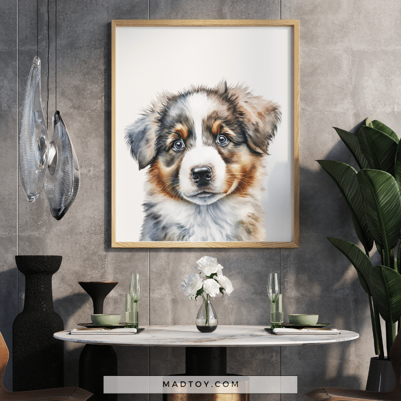 Pet Portrait Sheepdog Puppy, Custom Gift Idea
