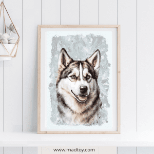 Pet Portrait Siberian Husky, Cherish Your Furry Friend Forever